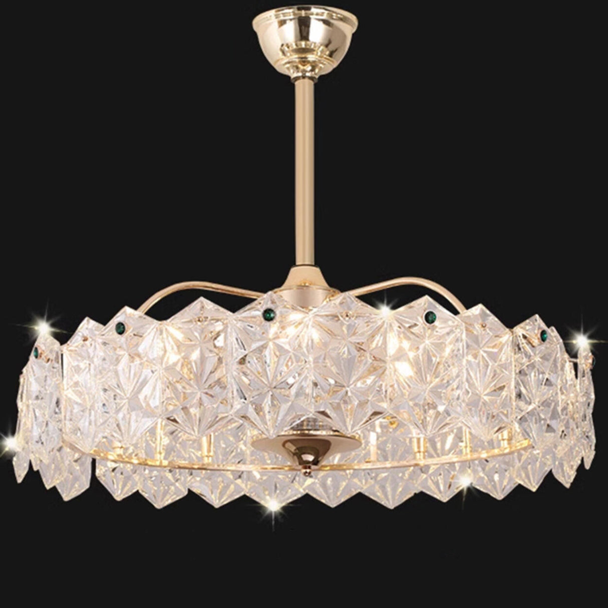 Modern Luxury Round Glass Chandelier Fan with Light Image - 8