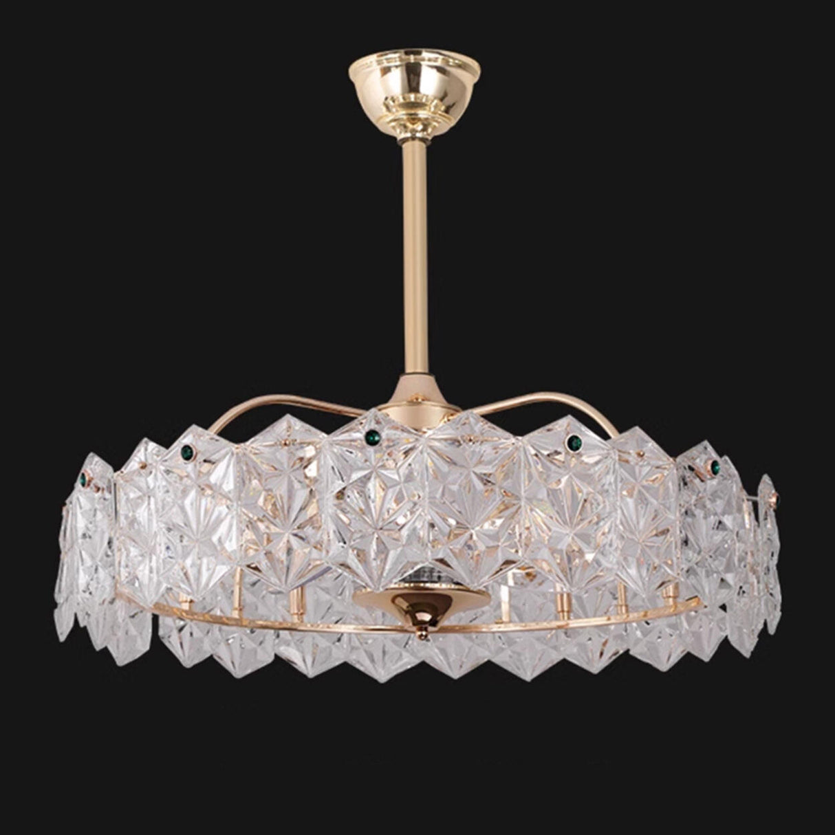 Modern Luxury Round Glass Chandelier Fan with Light Image - 9