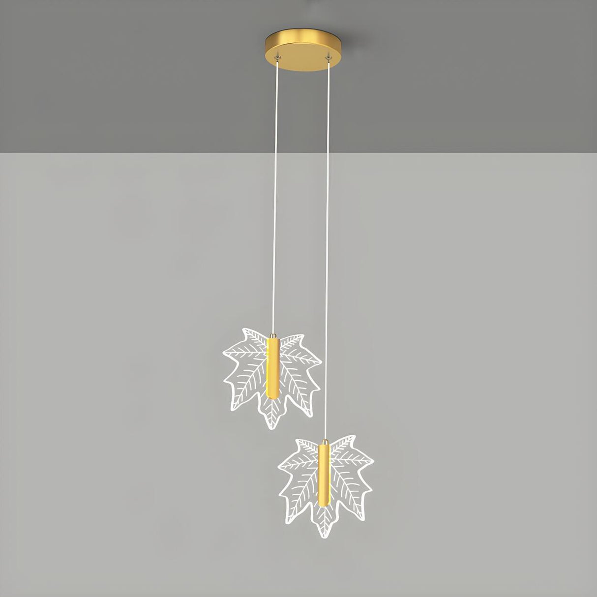 Modern Maple Clear Acrylic Leaf Bedroom Pendant Light Image - 5