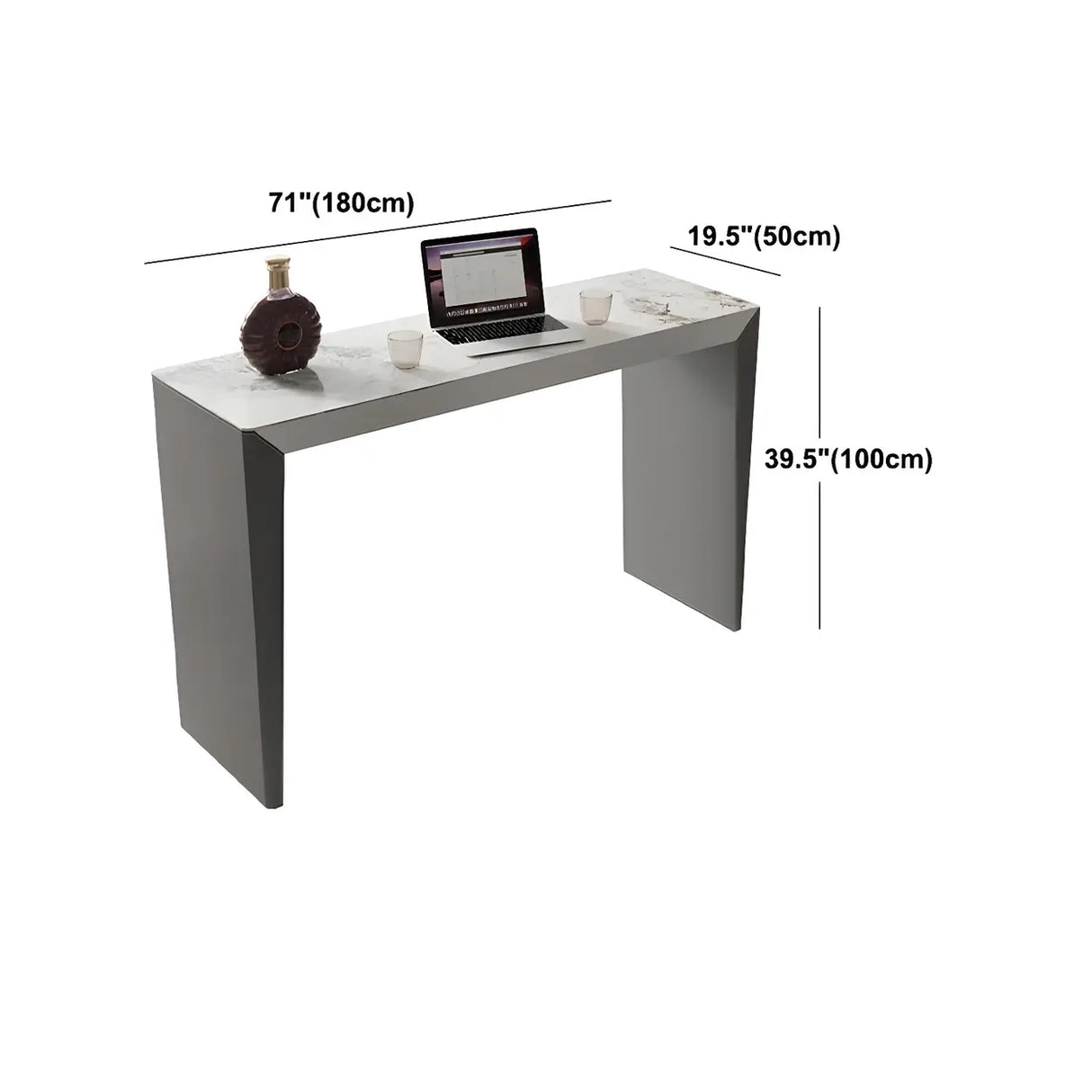 Modern Marble Counter Height Bar Table with Sleek Grey Base Image - 13