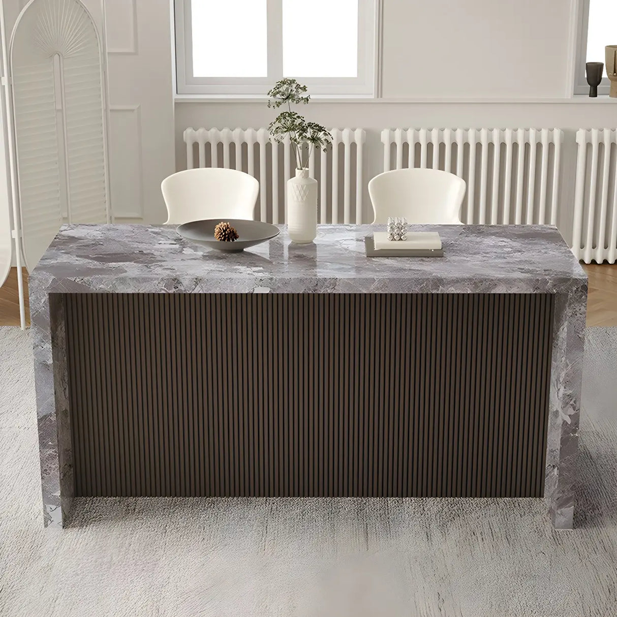Modern Marble Kitchen Island Counter Height Bar Stool Image - 3