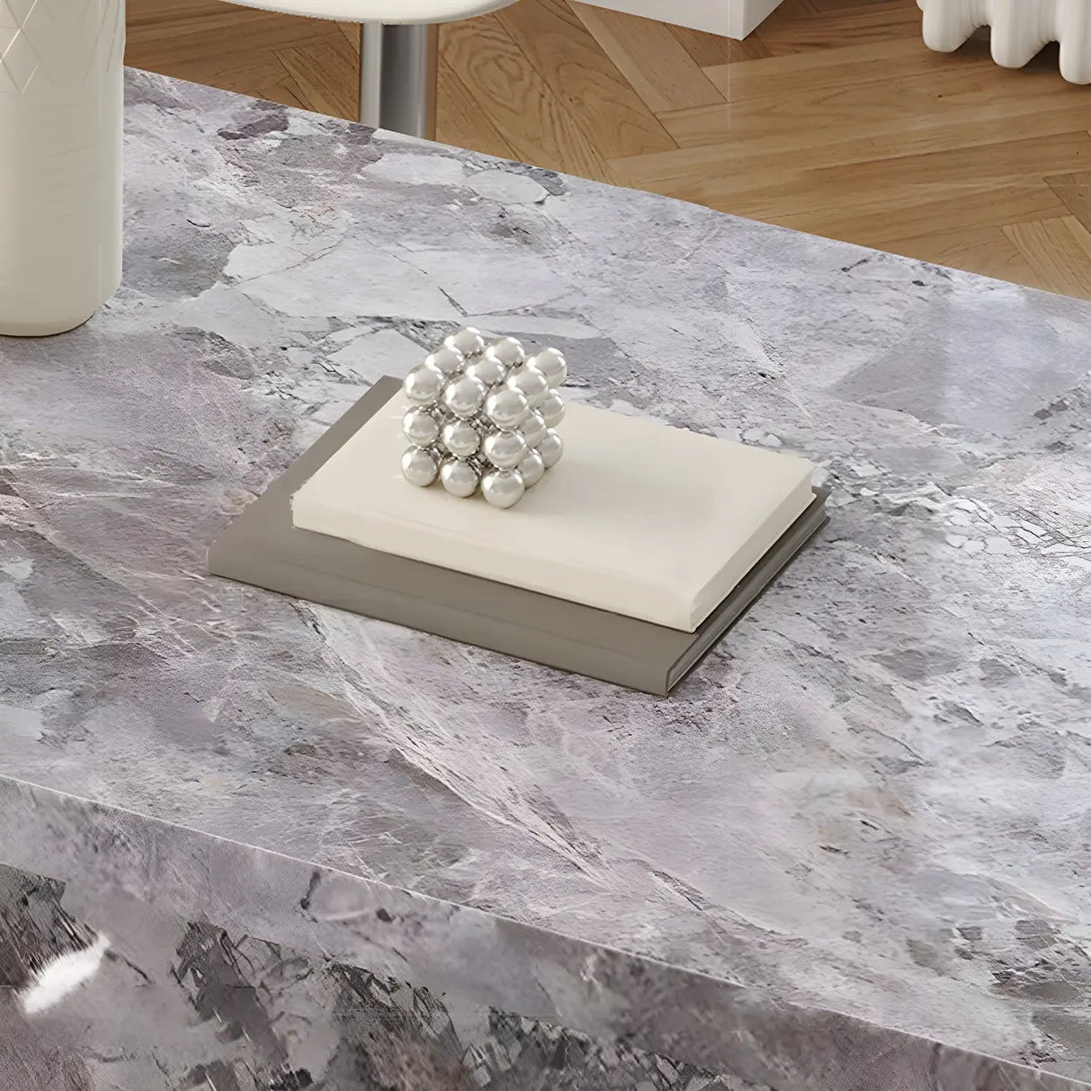 Modern Marble Kitchen Island Counter Height Bar Stool Image - 6