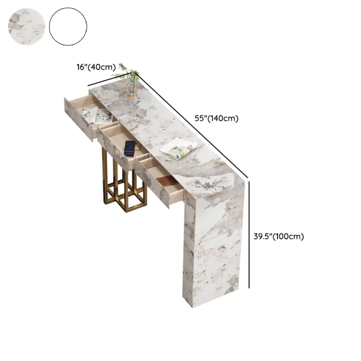Modern Marble L-Shaped Bar Table with Drawers Image - 13