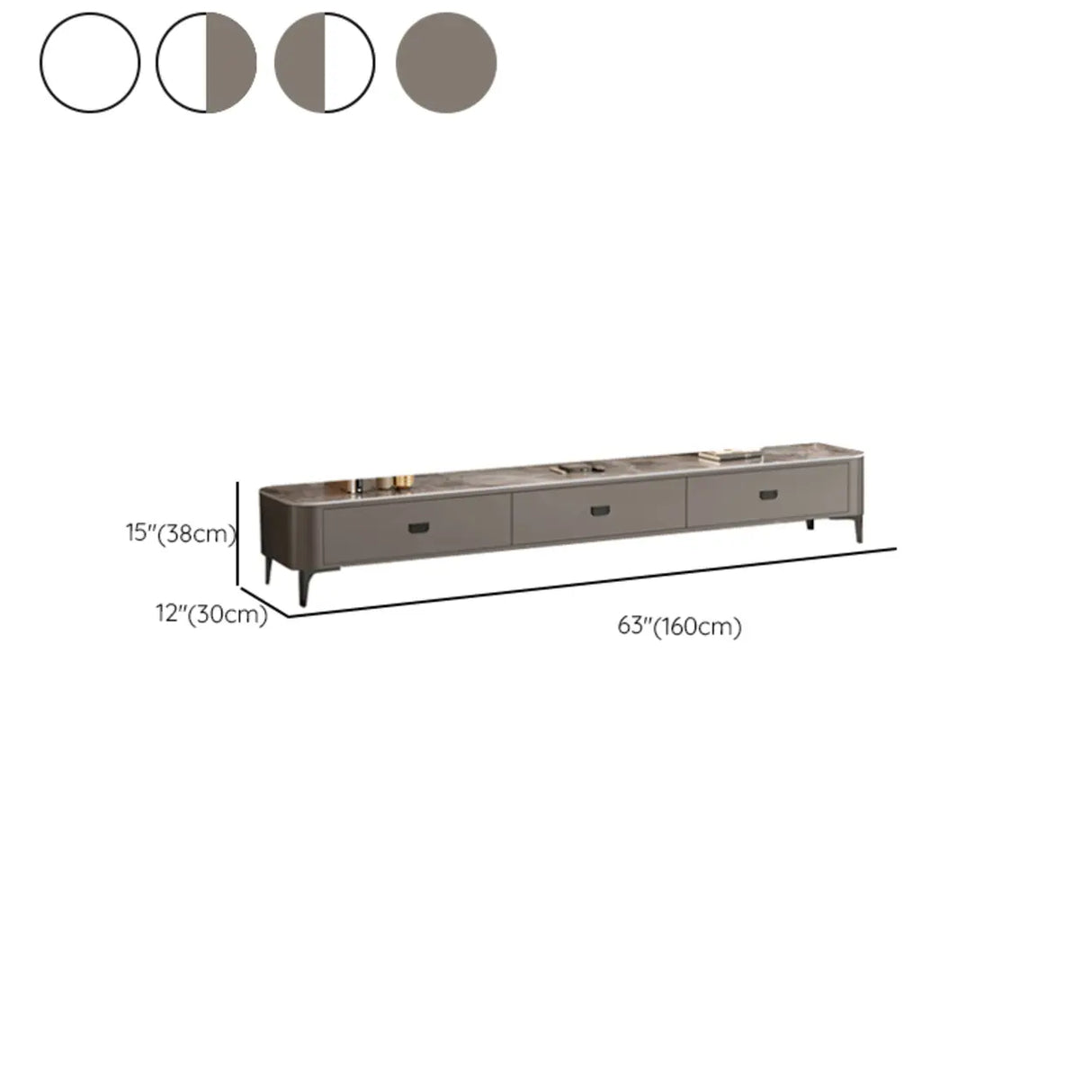 Modern Marble Top Gray TV Stand with Drawers Storage