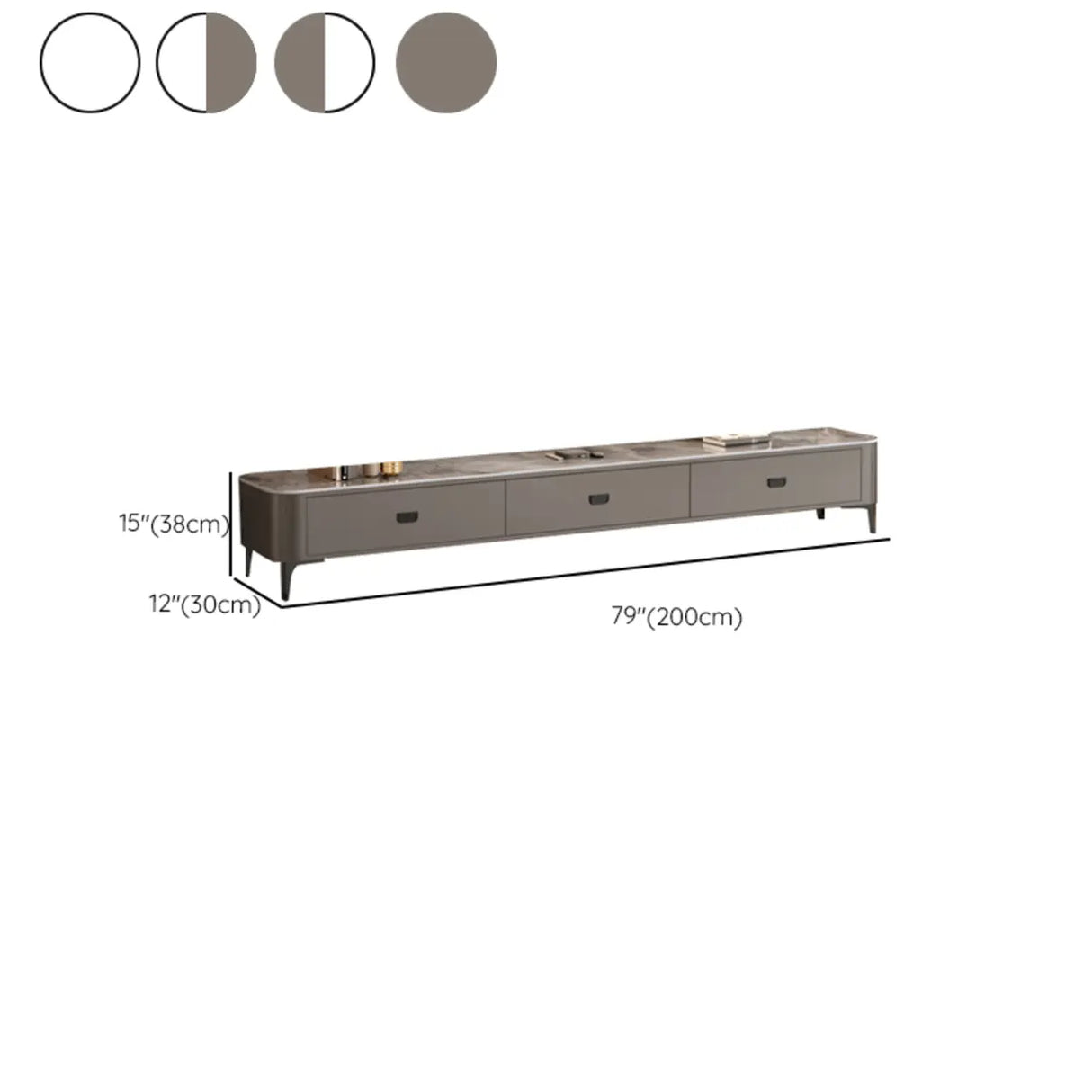 Modern Marble Top Gray TV Stand with Drawers Storage Image - 17