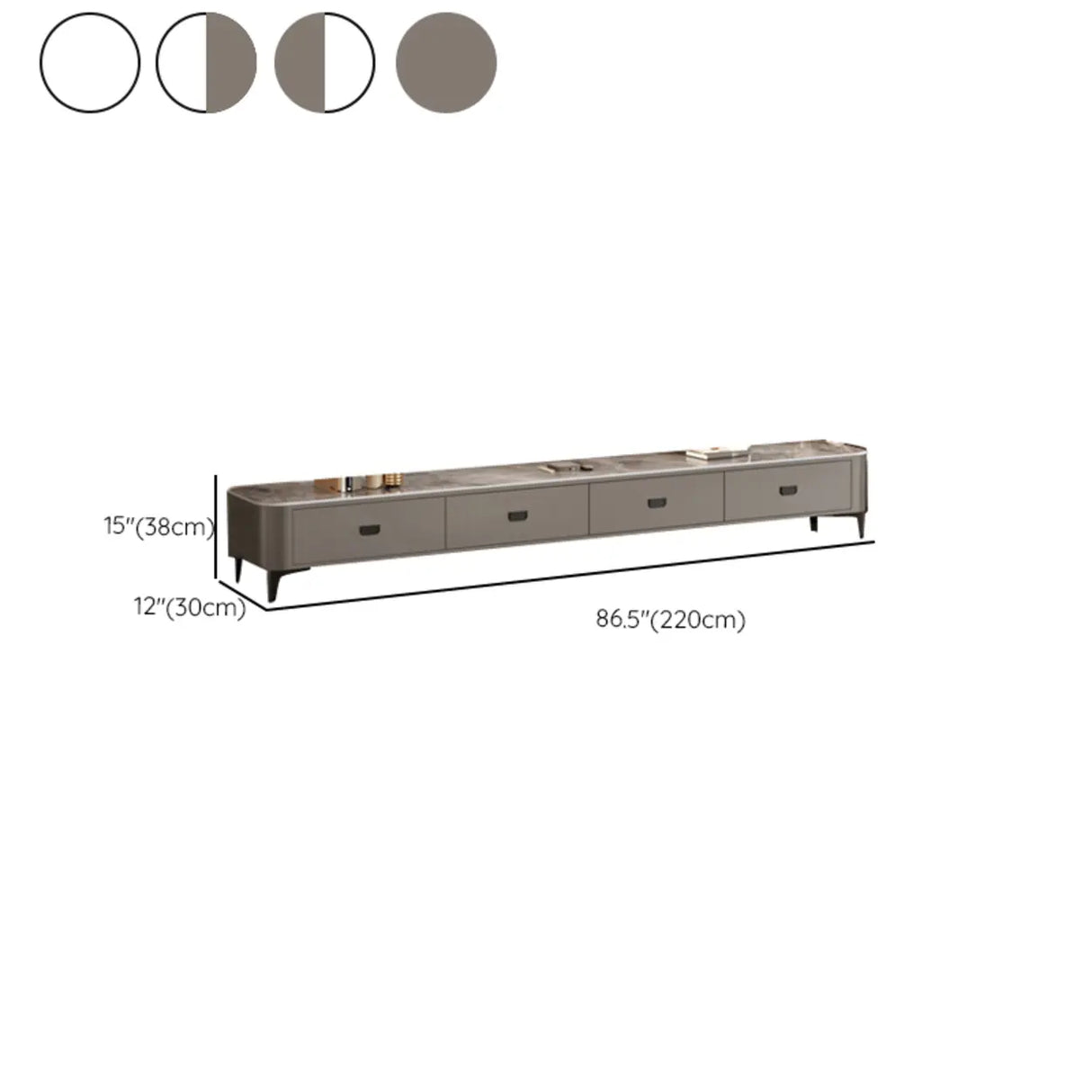 Modern Marble Top Gray TV Stand with Drawers Storage Image - 18