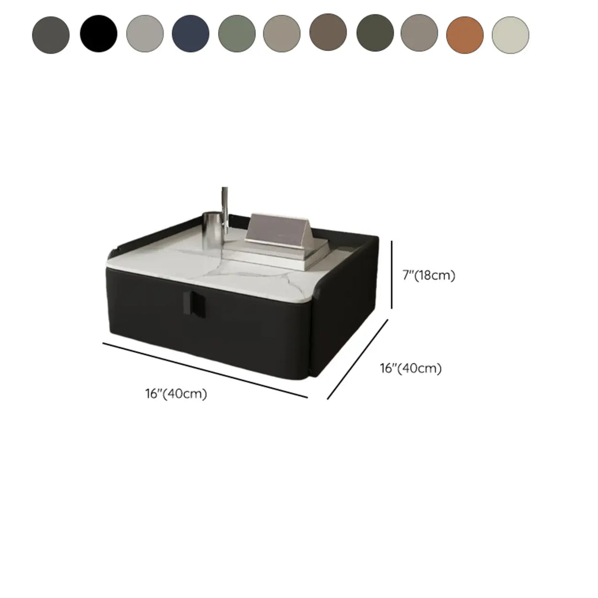 Modern Marble Top Wall-Mounted Nightstand with Drawer