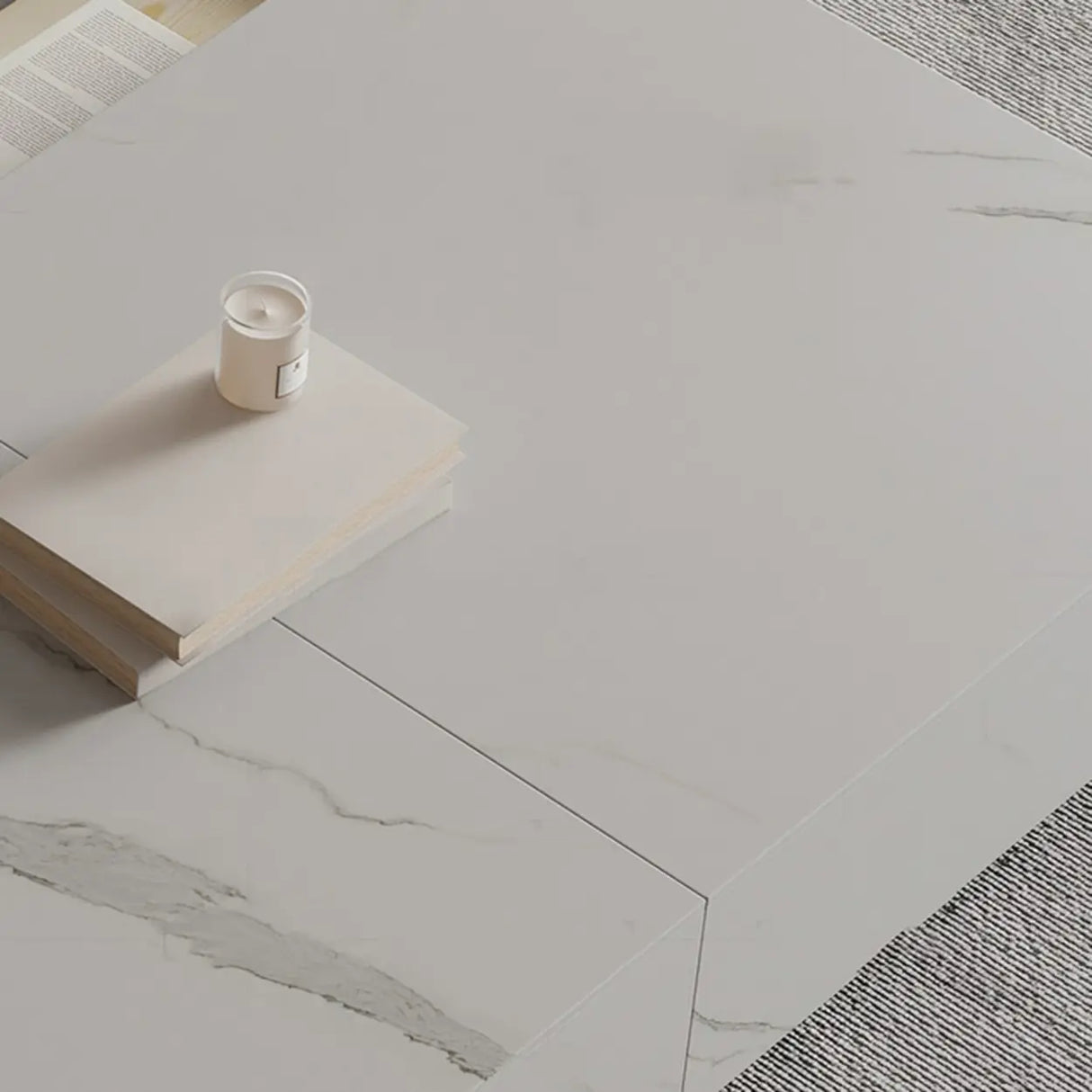 Modern Marble TV Stand Fireplace with Drawers & Lighting Image - 7
