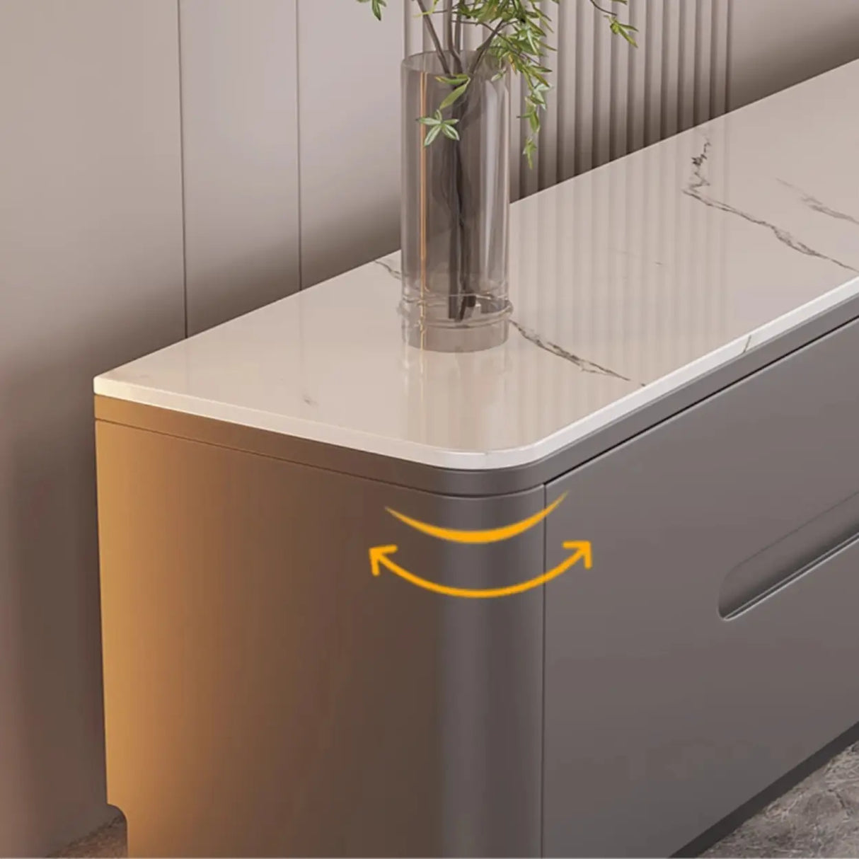 Modern Marble Wood TV Stand with Storage Ambient Lighting Image - 8