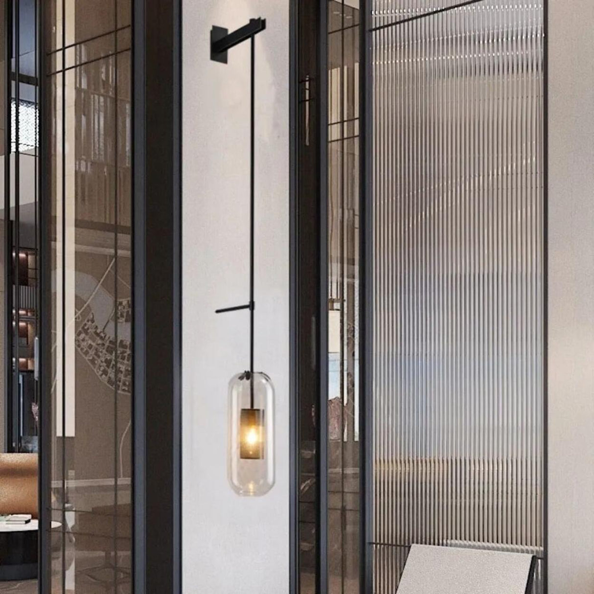 Modern Mesh Cylinder Clear Glass Gold Wall Sconce Image - 4