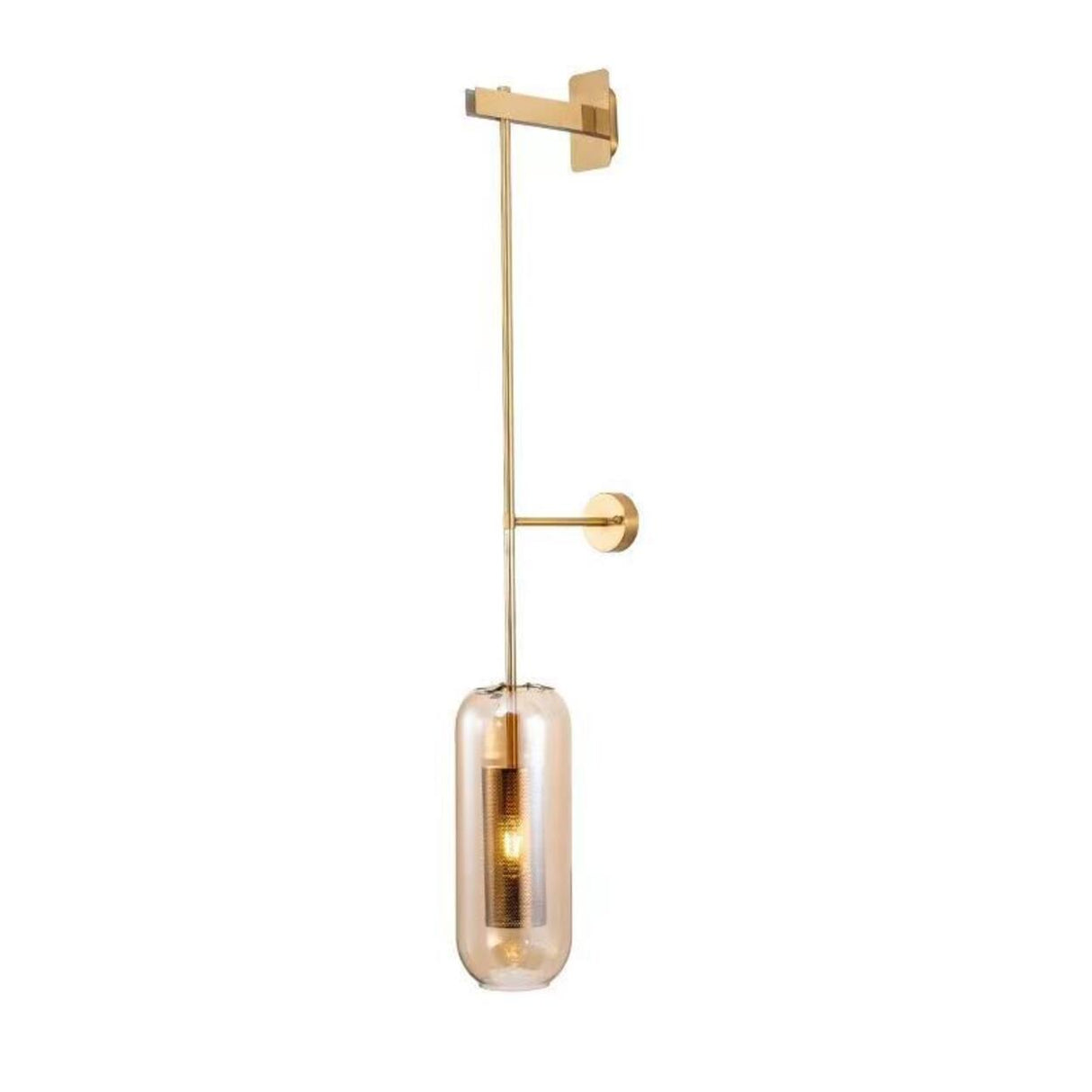 Modern Mesh Cylinder Clear Glass Gold Wall Sconce Image - 6
