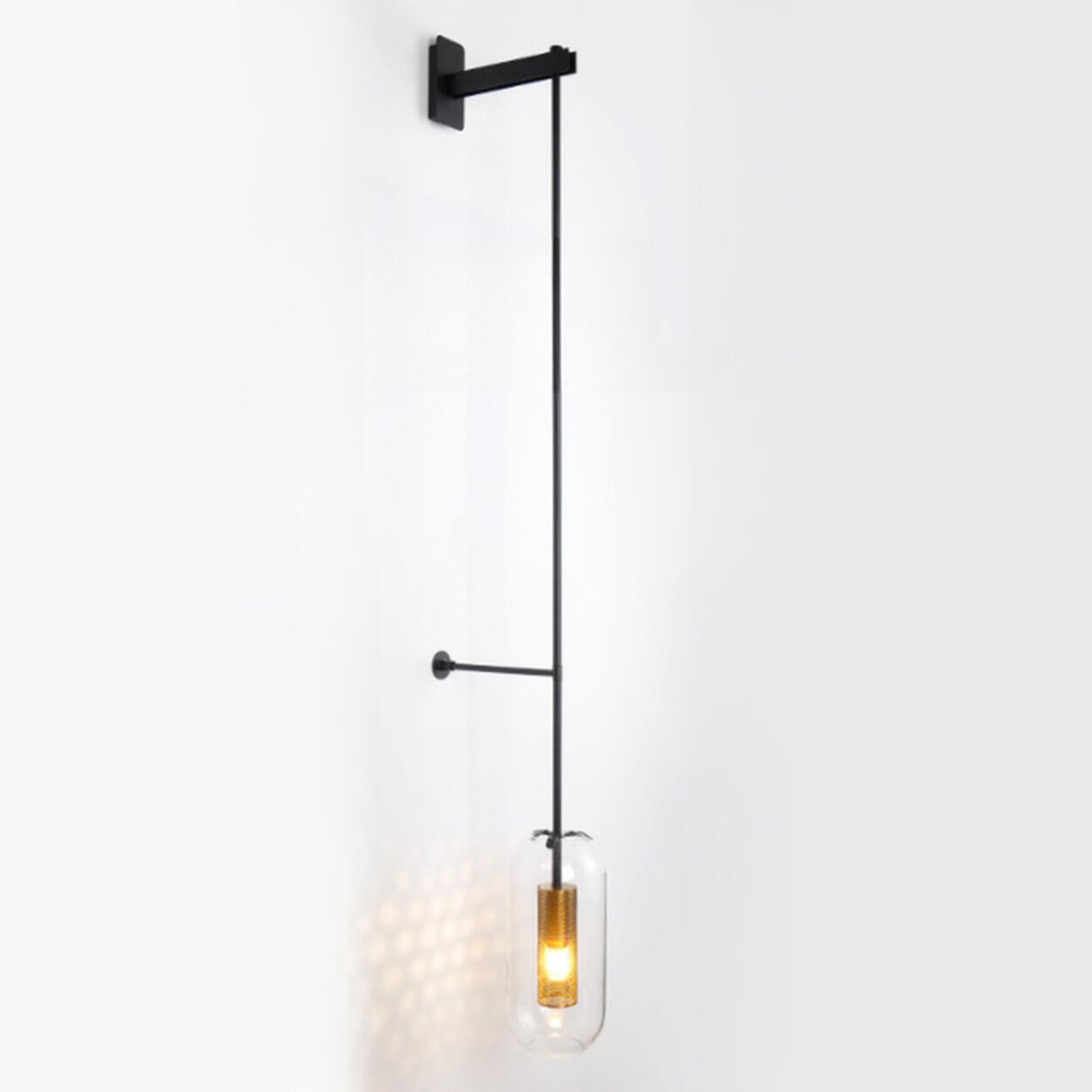 Modern Mesh Cylinder Clear Glass Gold Wall Sconce Image - 8