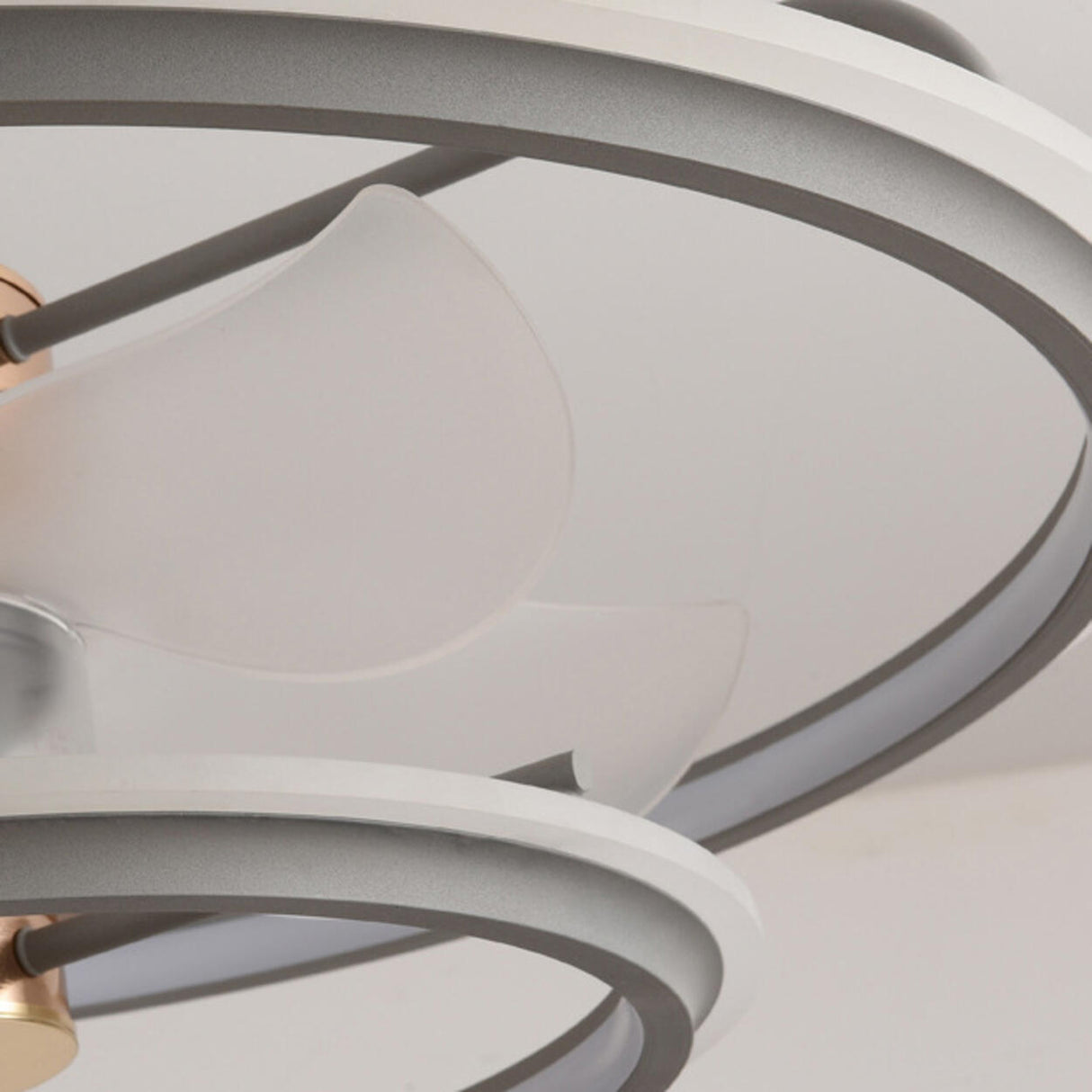 Modern Metal 2 Ring 5 Plastic Blades Ceiling Fan Light Image - 8