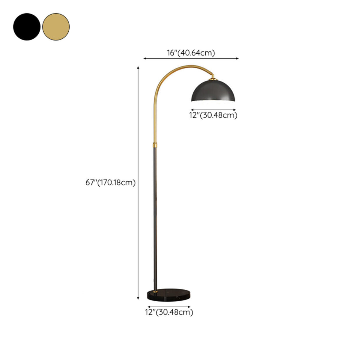 Modern Metal Arc Frame Table Storage Dome Floor Lamp