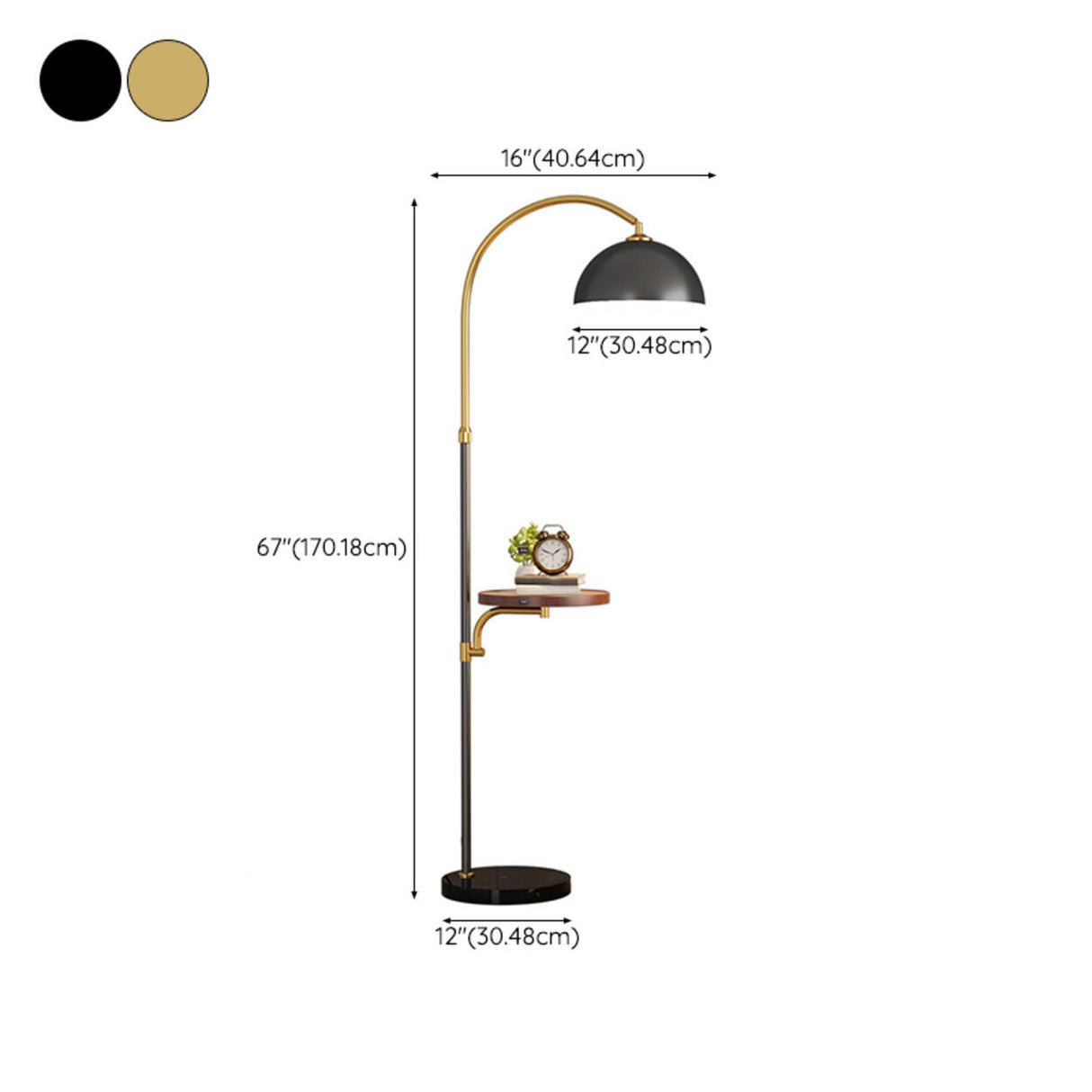 Modern Metal Arc Frame Table Storage Dome Floor Lamp Image - 17