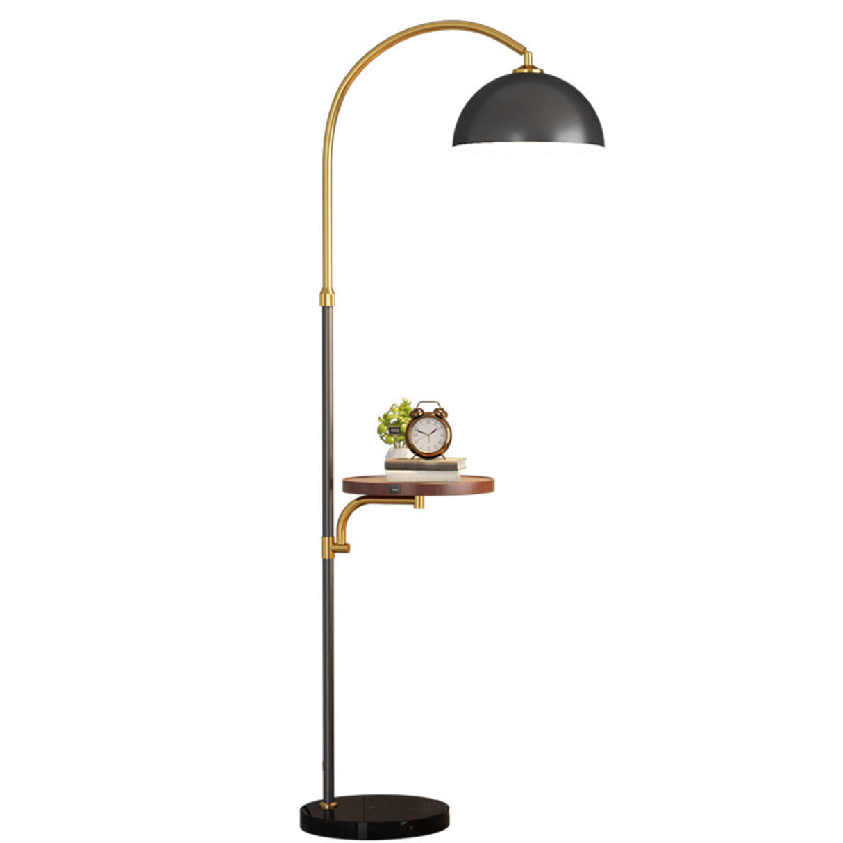 Modern Metal Arc Frame Table Storage Dome Floor Lamp Image - 9