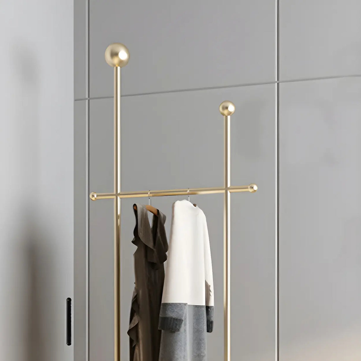 Modern Metal Black Free-Standing Coat Rack with Shelf Image - 10