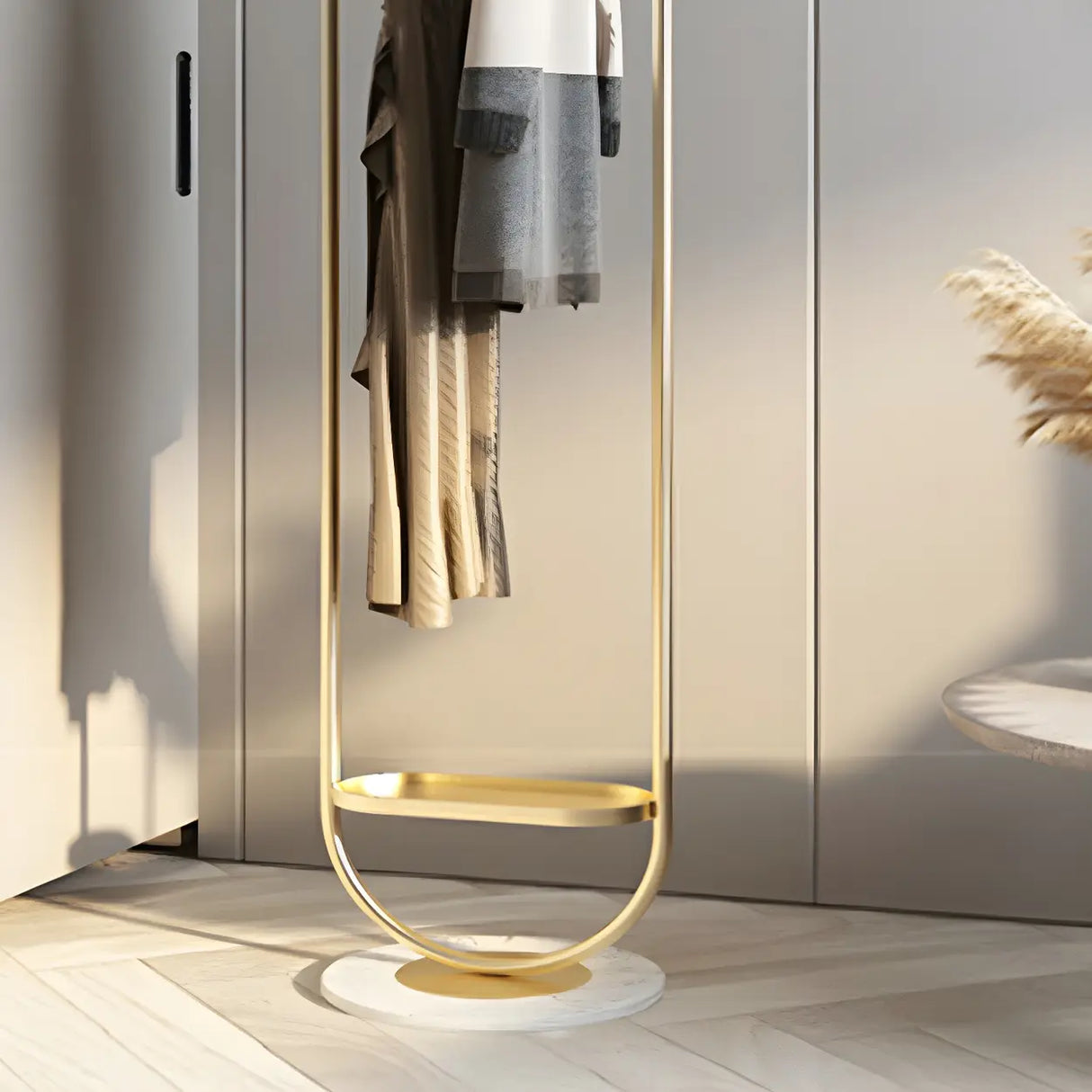 Modern Metal Black Free-Standing Coat Rack with Shelf Image - 11