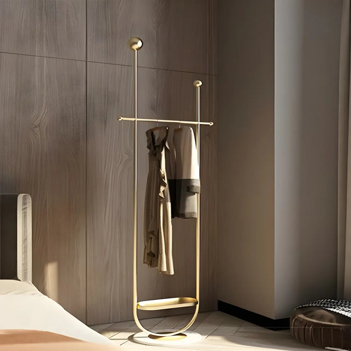 Modern Metal Black Free-Standing Coat Rack with Shelf Image - 14