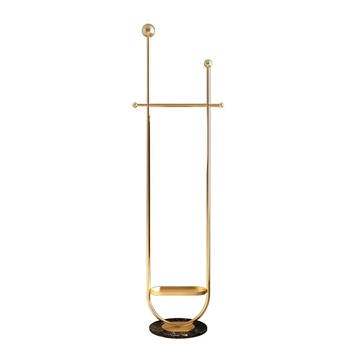 Modern Metal Black Free-Standing Coat Rack with Shelf Image - 9