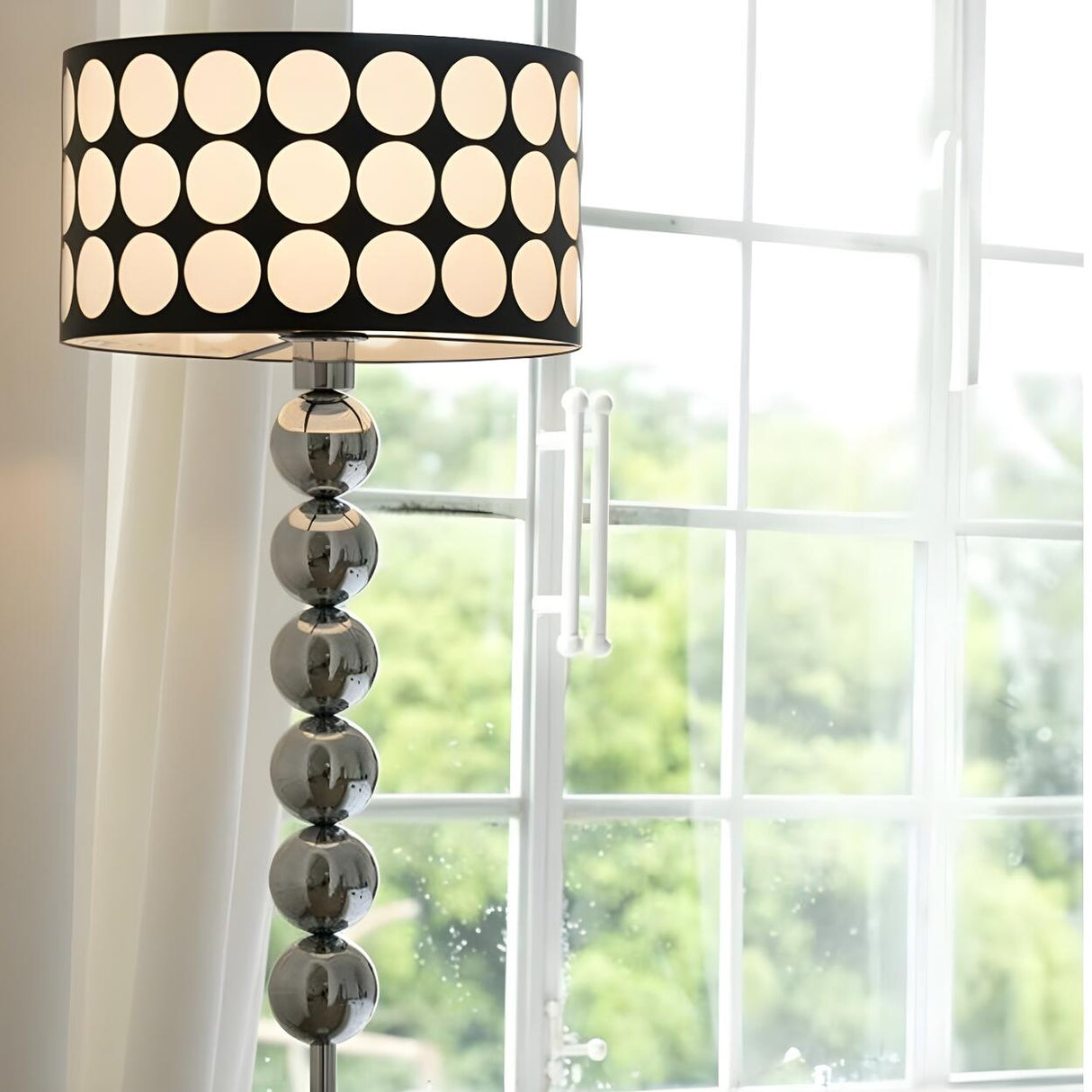 Modern Metal Fabric Drum Floor Lamp Foot Switch Image - 5