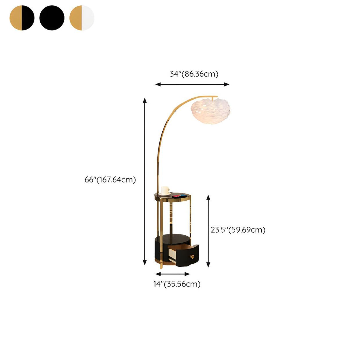 Modern Metal Feather Floor Lamp Storage Shelf