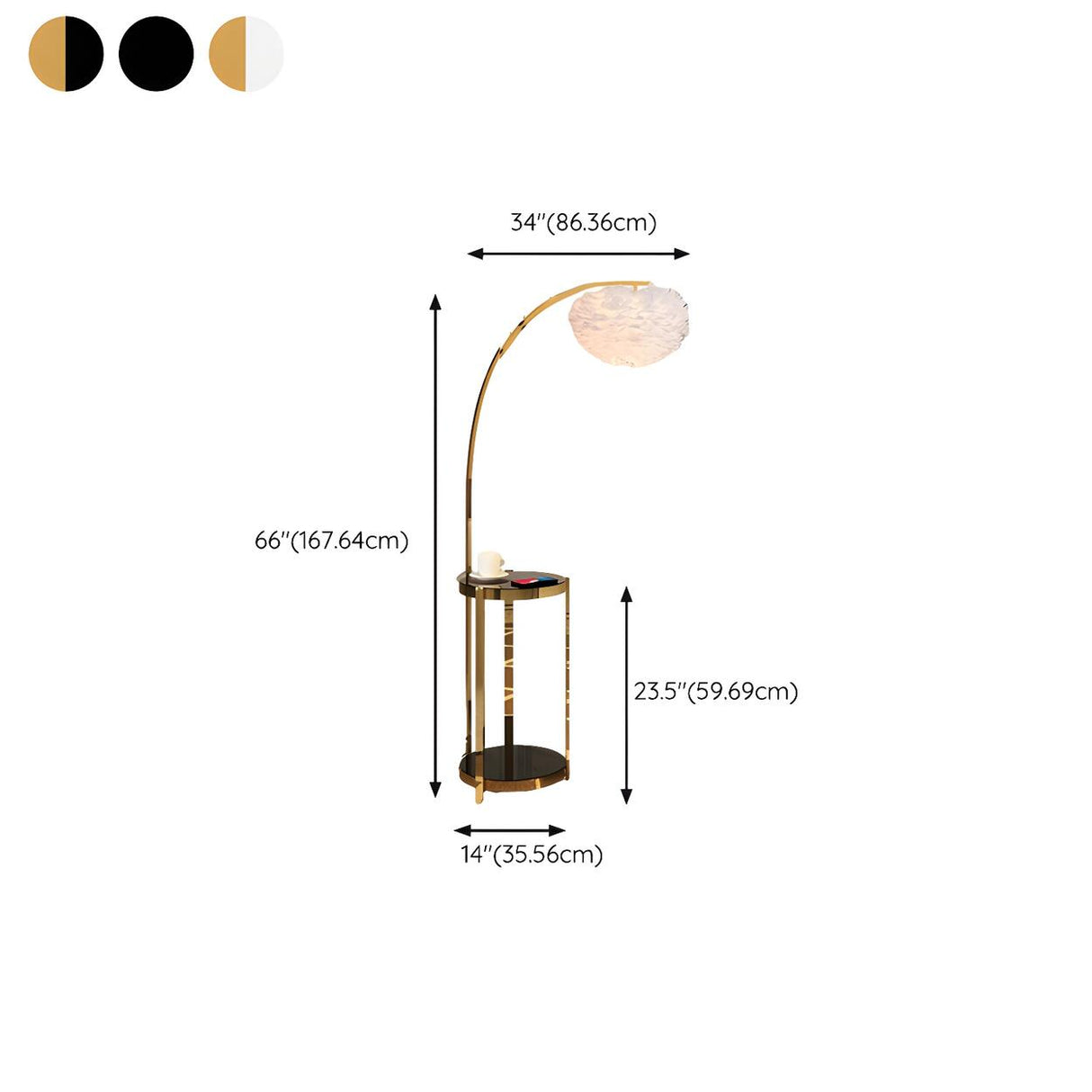 Modern Metal Feather Floor Lamp Storage Shelf Image - 28