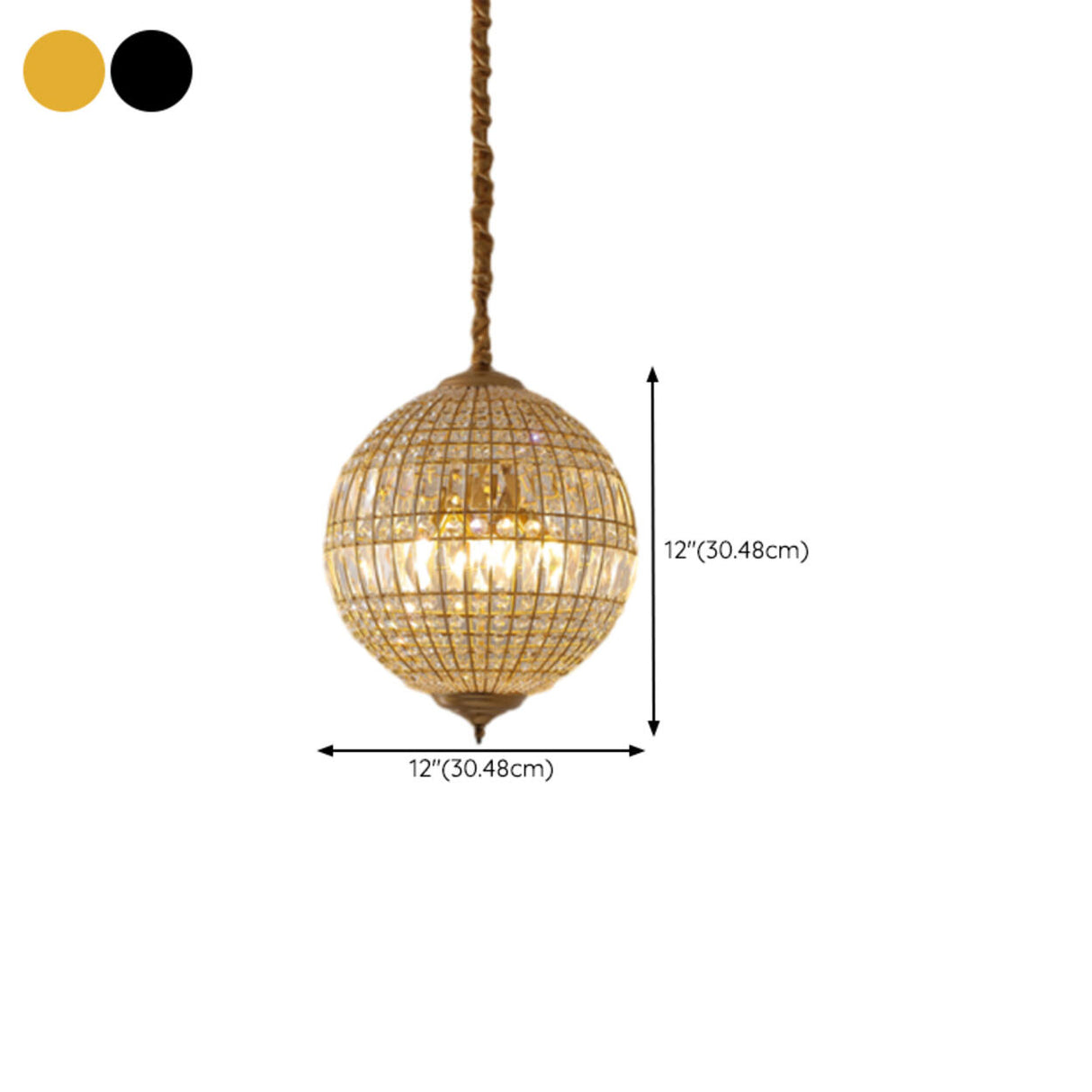 Modern Metal Frame Round Crystal Globe Chandelier