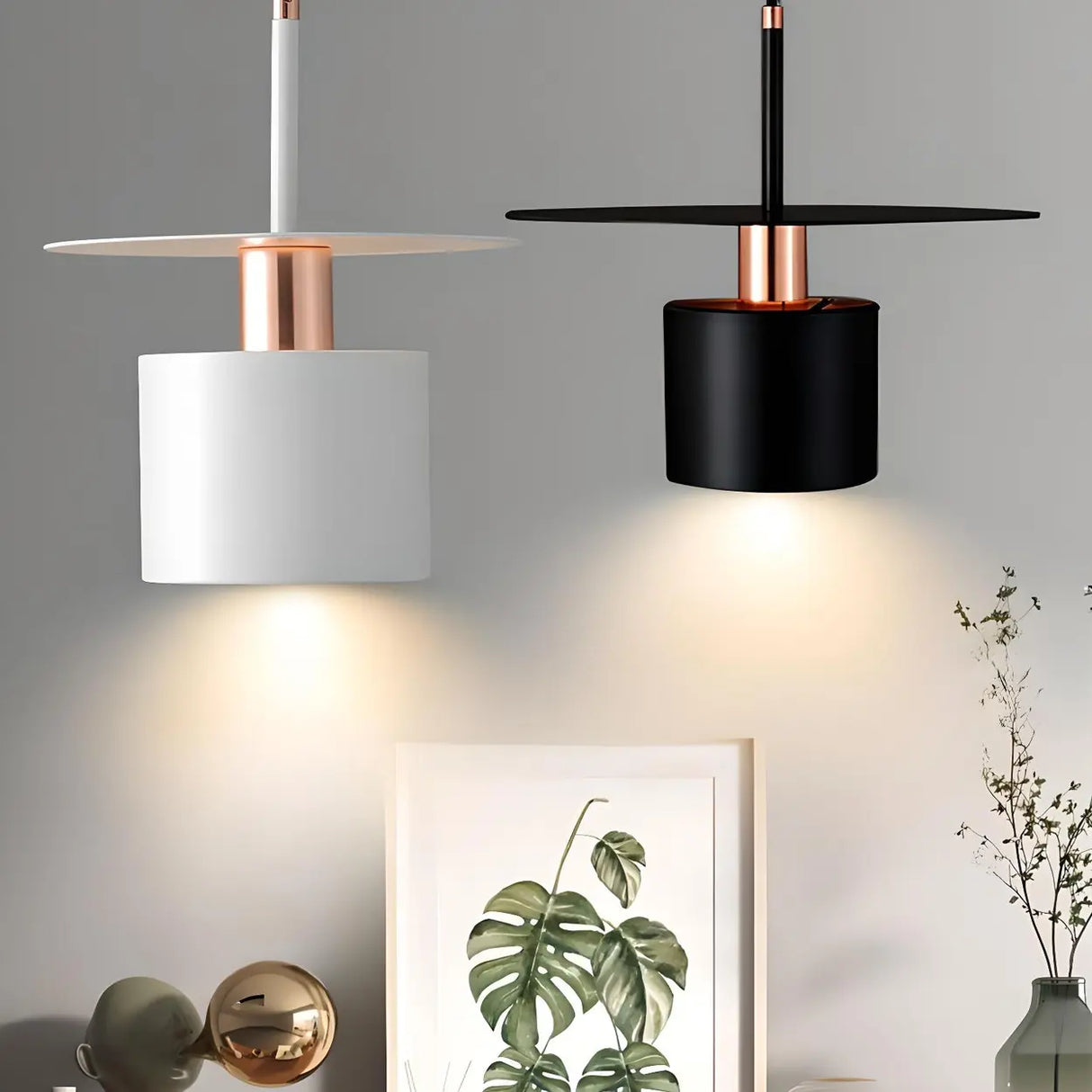 Modern Metal Geometric Pendant Light Adjustable Height Image - 1