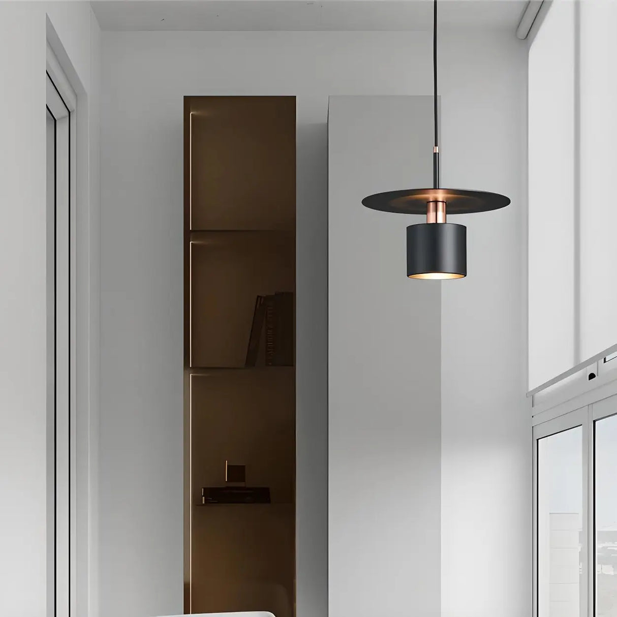 Modern Metal Geometric Pendant Light Adjustable Height Image - 3