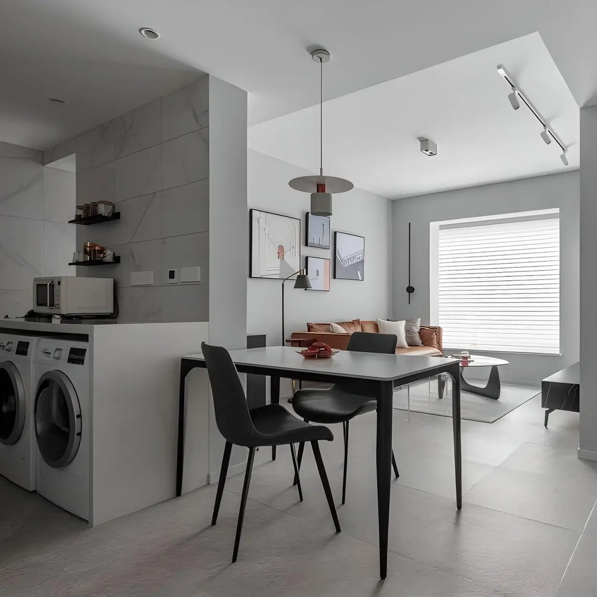 Modern Metal Geometric Pendant Light Adjustable Height Image - 4