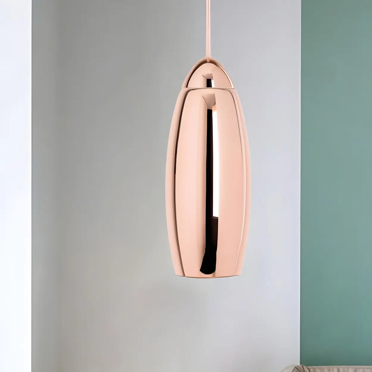 Modern Metal Geometric Shape Copper Pendant Light Image - 1