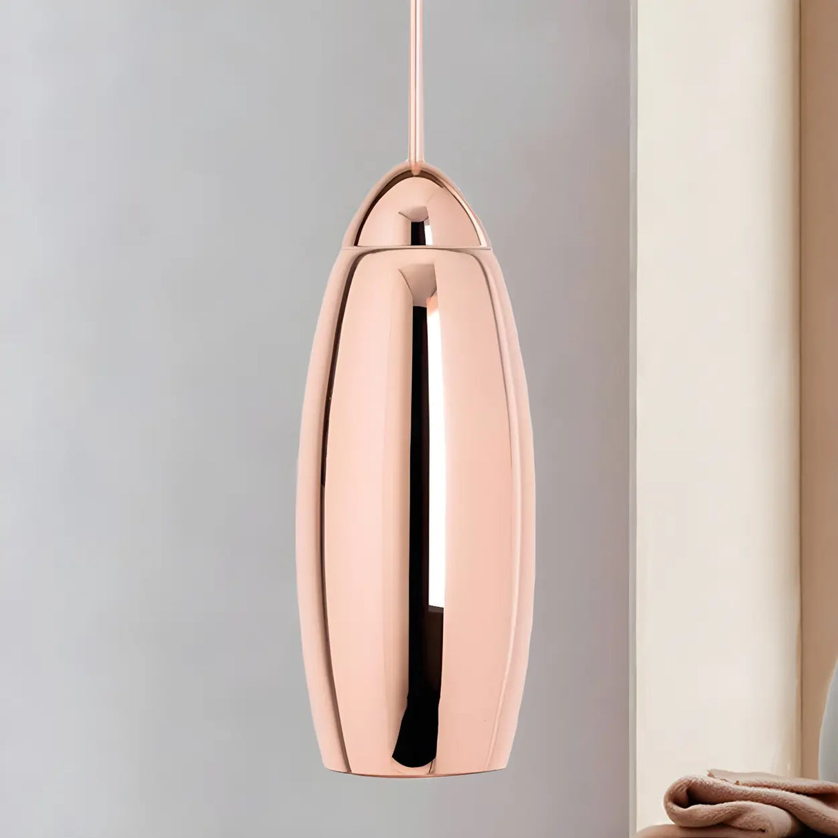 Modern Metal Geometric Shape Copper Pendant Light Image - 2