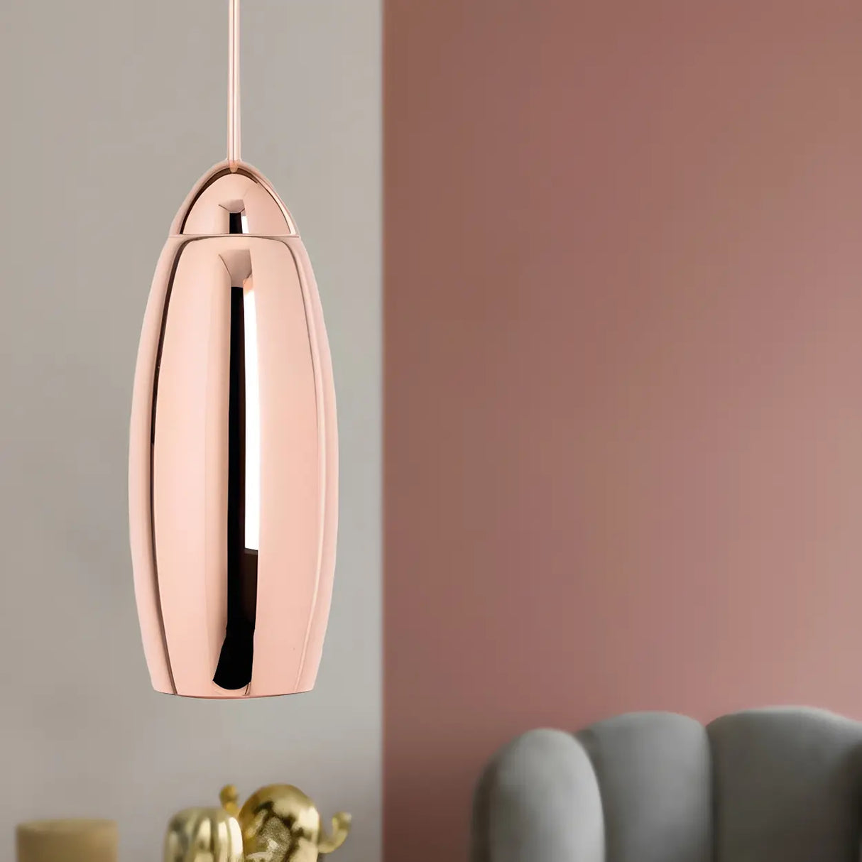 Modern Metal Geometric Shape Copper Pendant Light Image - 3