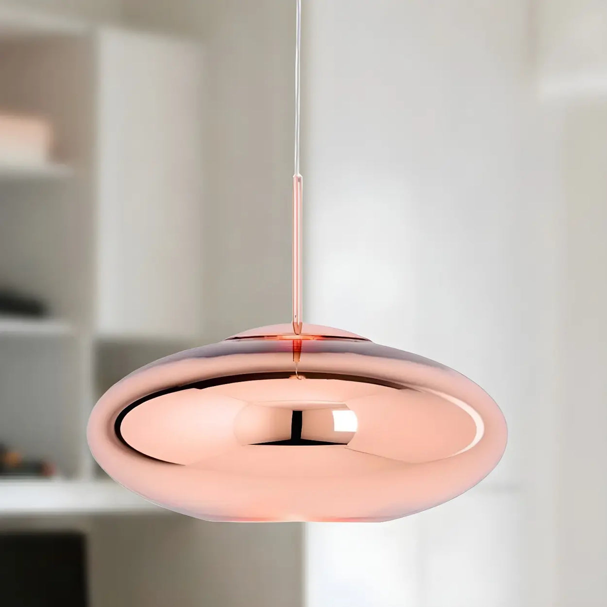 Modern Metal Geometric Shape Copper Pendant Light Image - 6