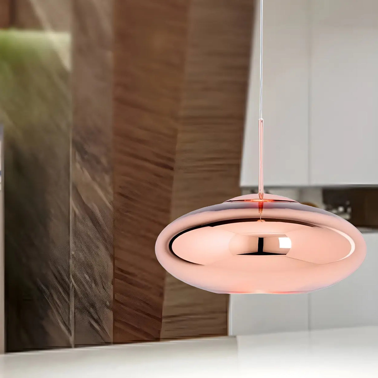 Modern Metal Geometric Shape Copper Pendant Light Image - 9