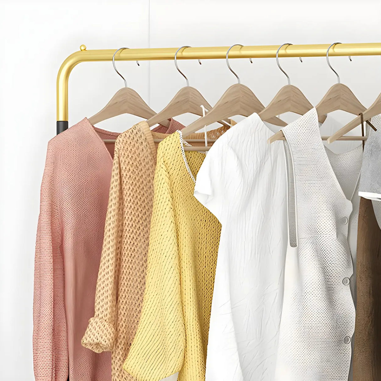 Modern Metal Gold-Black Freestanding Coat Rack Organizer Image - 11