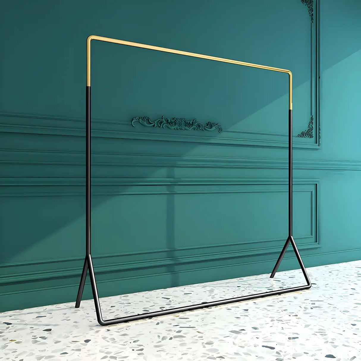 Modern Metal Gold-Black Freestanding Coat Rack Organizer Image - 12