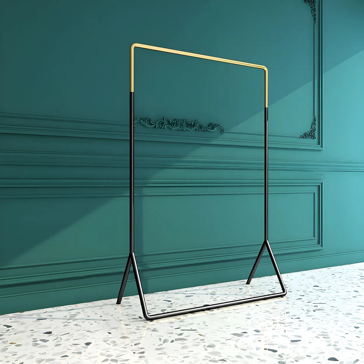 Modern Metal Gold-Black Freestanding Coat Rack Organizer Image - 13