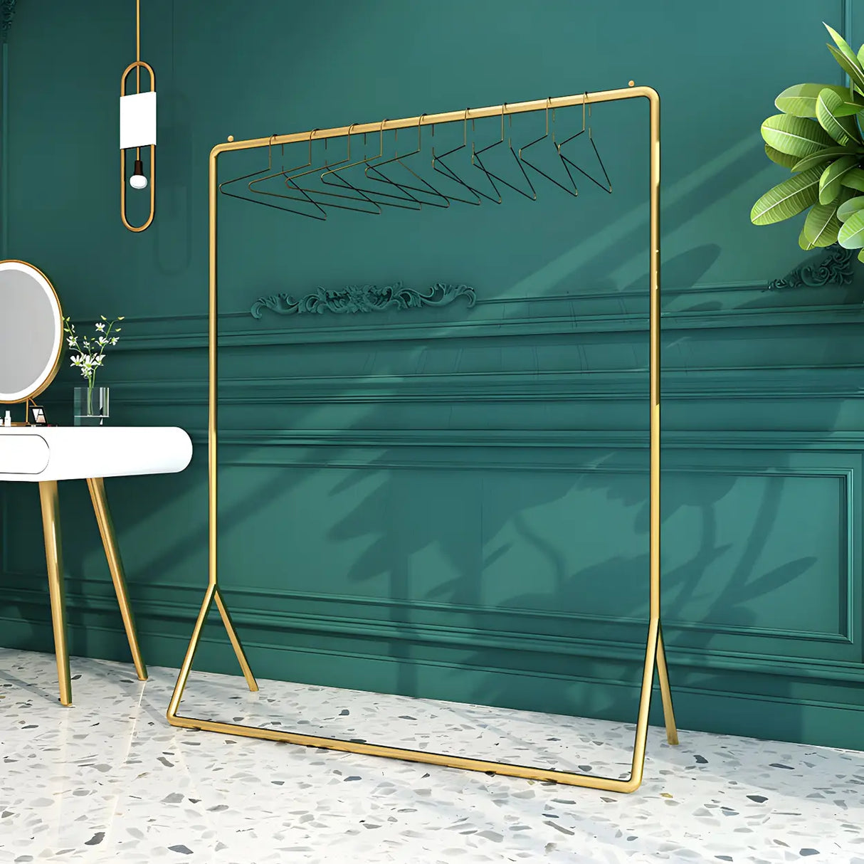 Modern Metal Gold-Black Freestanding Coat Rack Organizer Image - 17