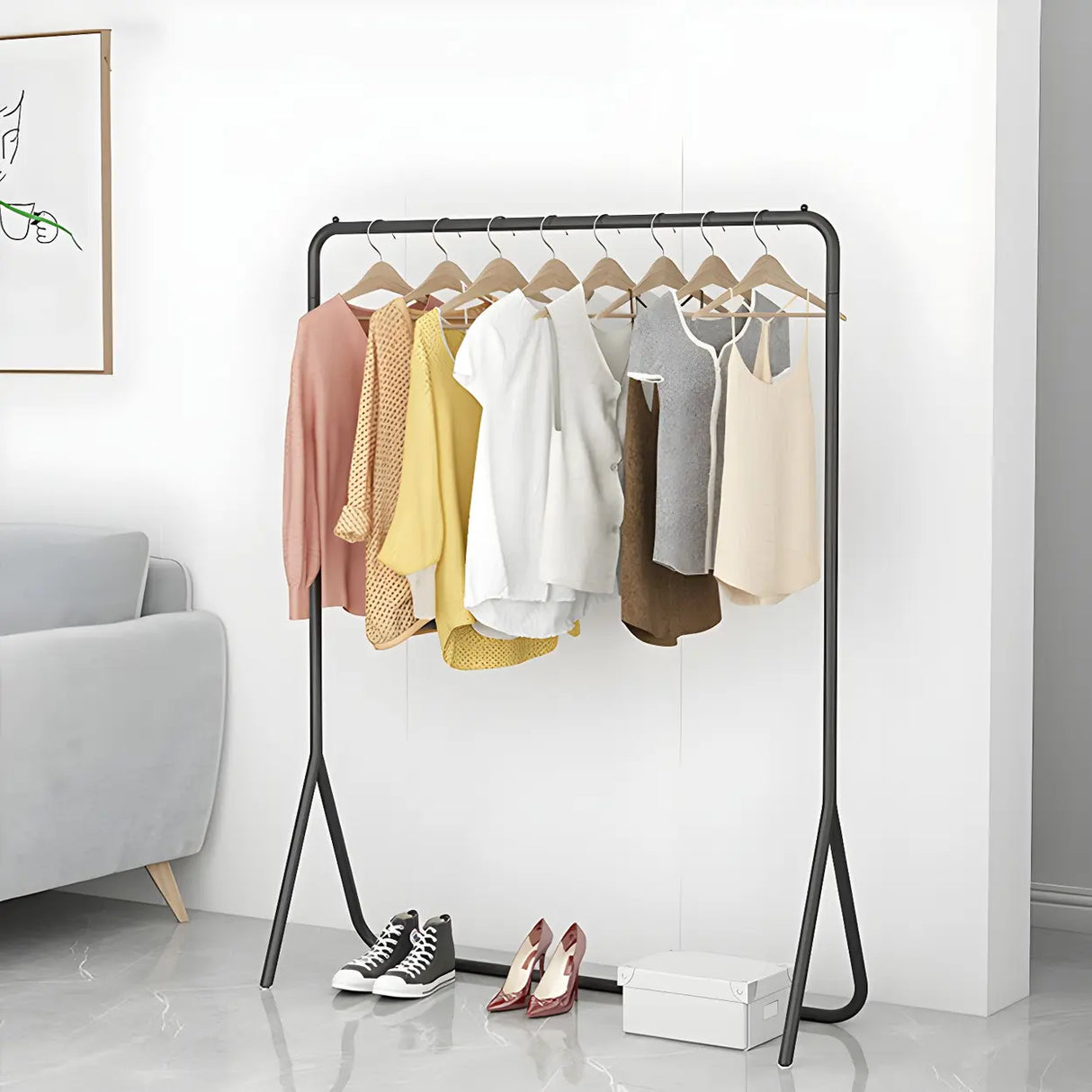 Modern Metal Gold-Black Freestanding Coat Rack Organizer Image - 23
