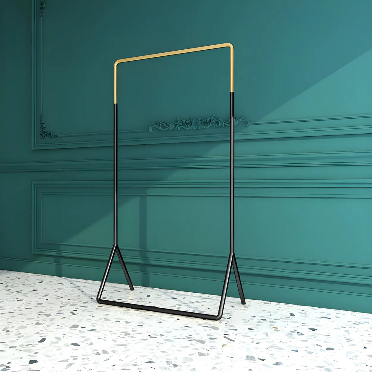 Modern Metal Gold-Black Freestanding Coat Rack Organizer Image - 4