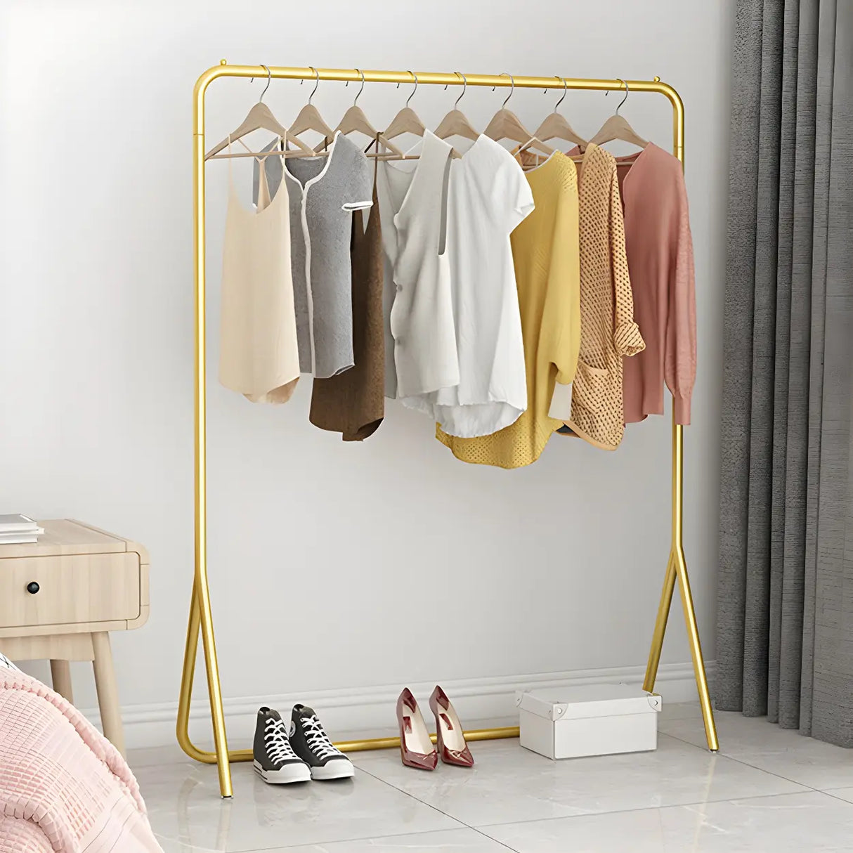 Modern Metal Gold-Black Freestanding Coat Rack Organizer Image - 6