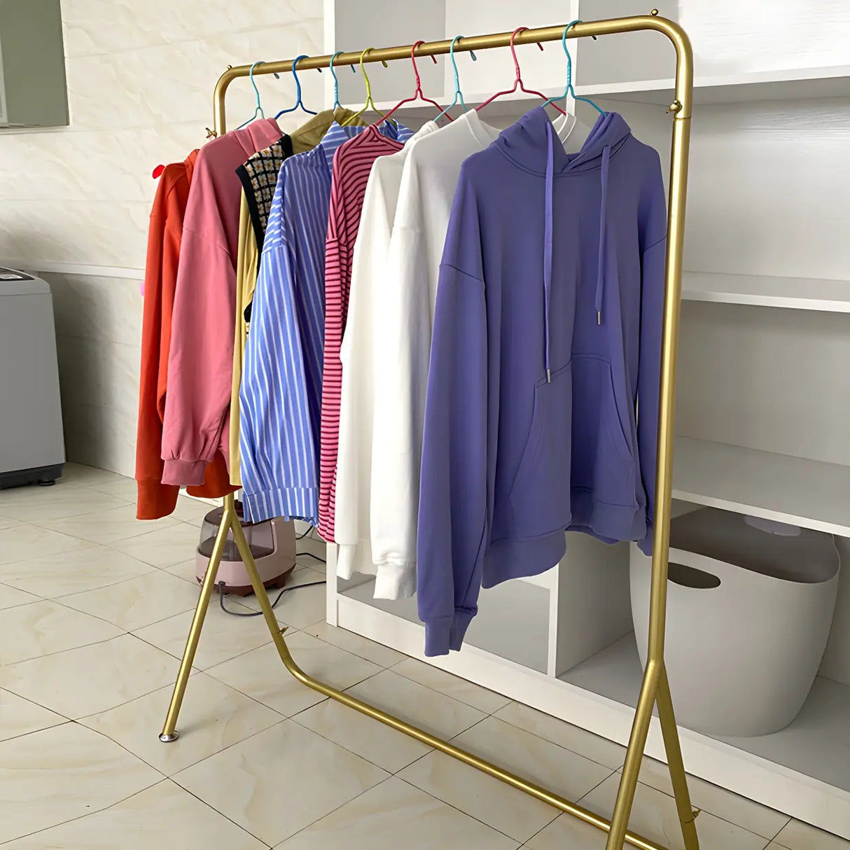 Modern Metal Gold-Black Freestanding Coat Rack Organizer Image - 8