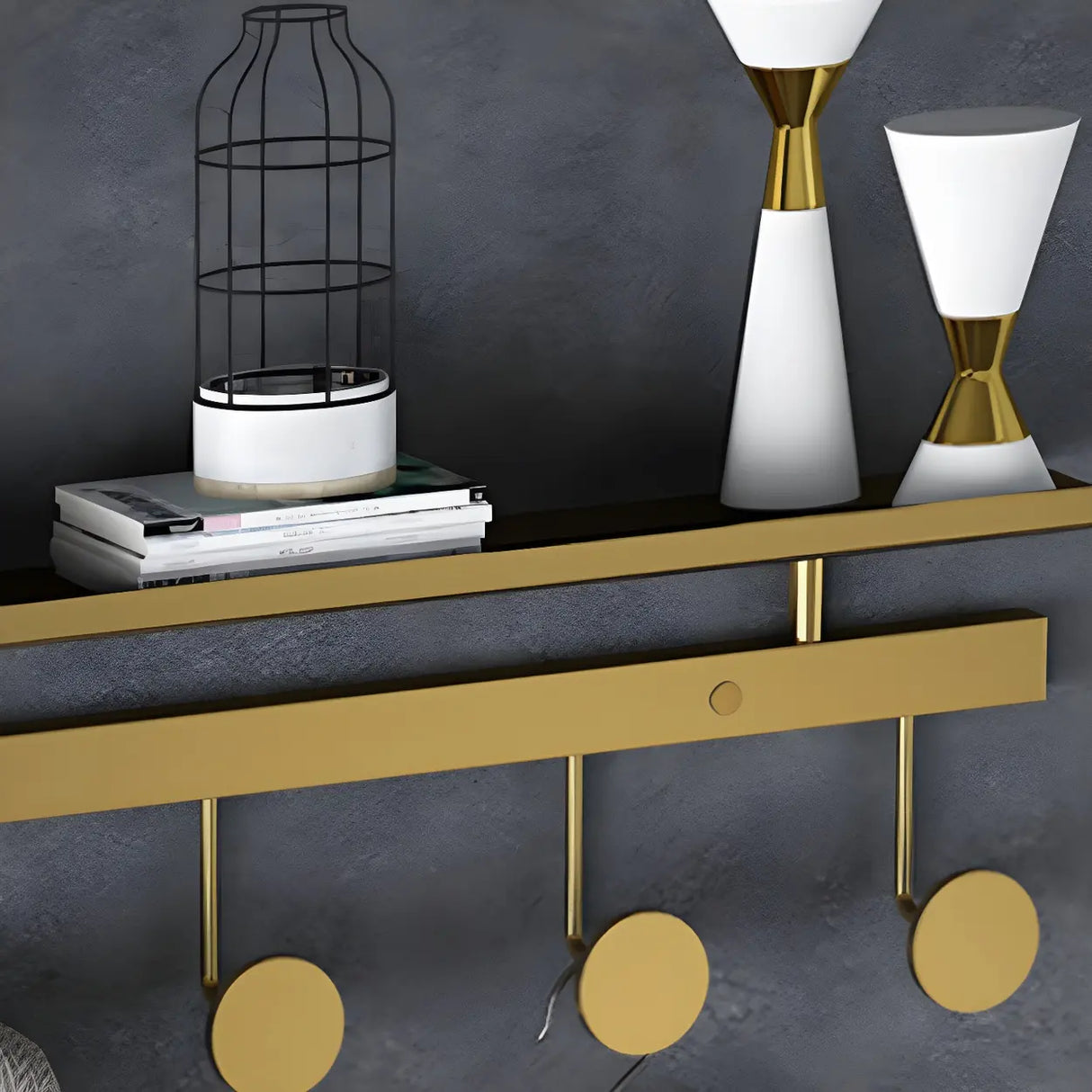 Modern Metal Gold Wall Mounted Multi Hook Coat Rack Image - 11