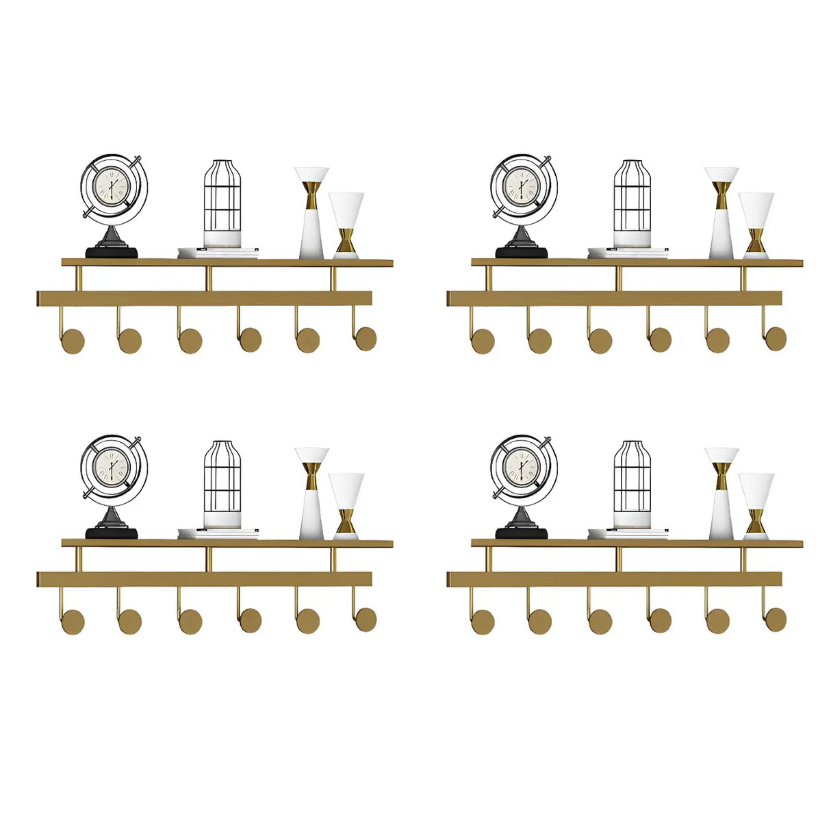 Modern Metal Gold Wall Mounted Multi Hook Coat Rack Image - 12