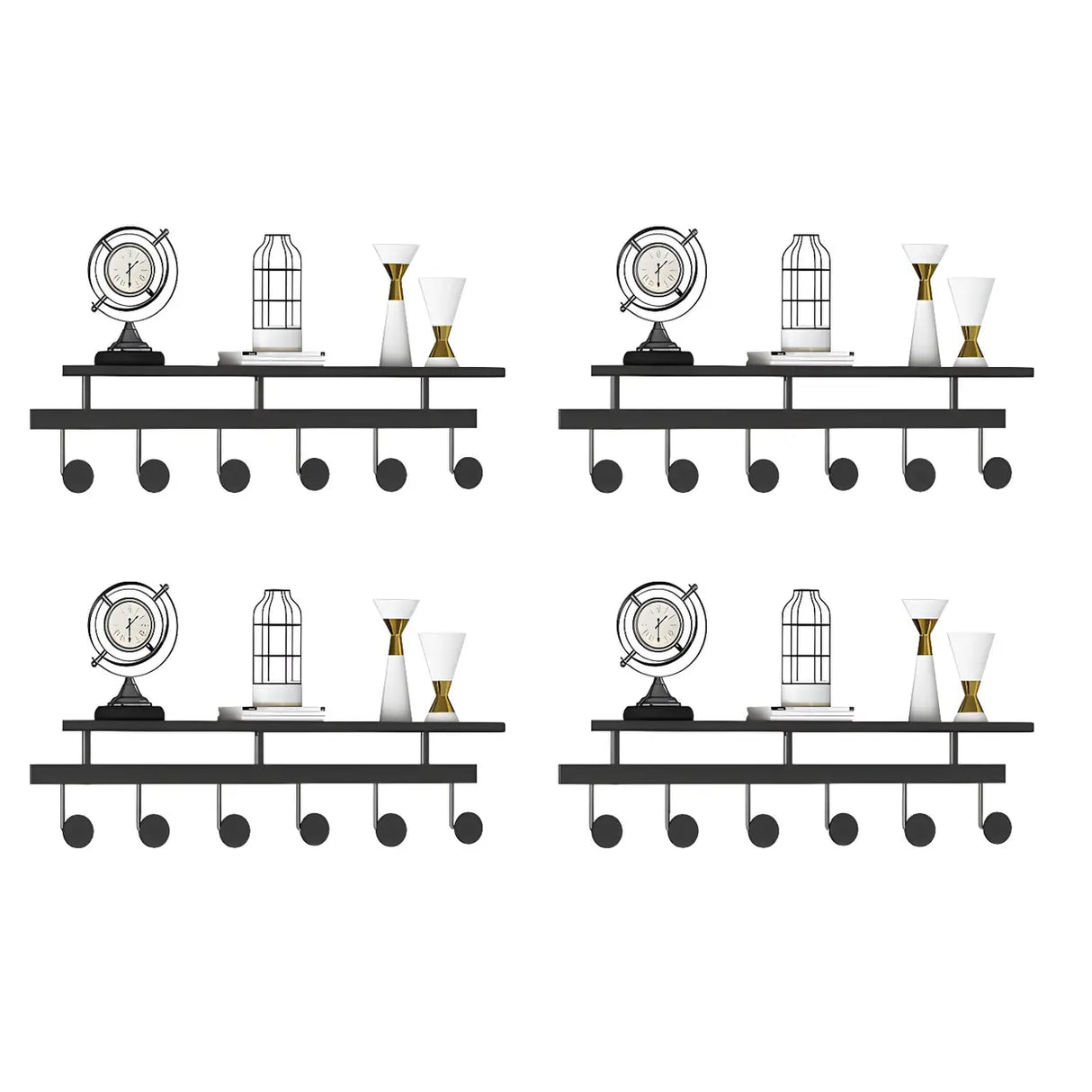 Modern Metal Gold Wall Mounted Multi Hook Coat Rack Image - 17