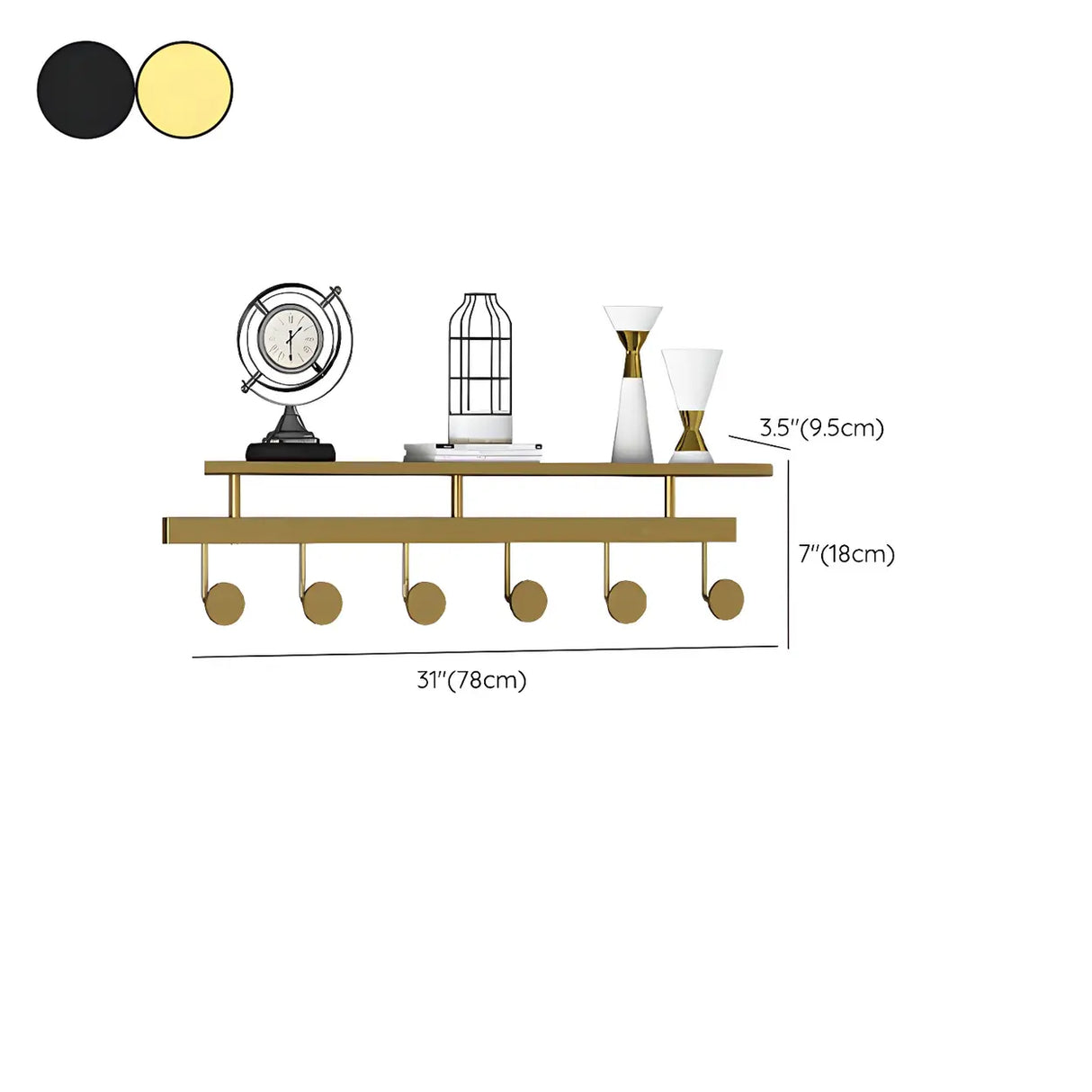Modern Metal Gold Wall Mounted Multi Hook Coat Rack