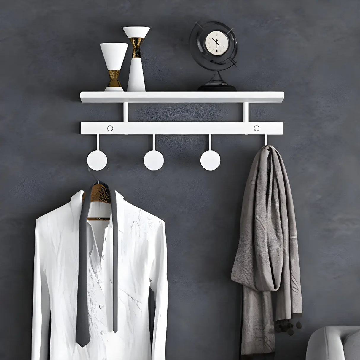 Modern Metal Gold Wall Mounted Multi Hook Coat Rack Image - 5