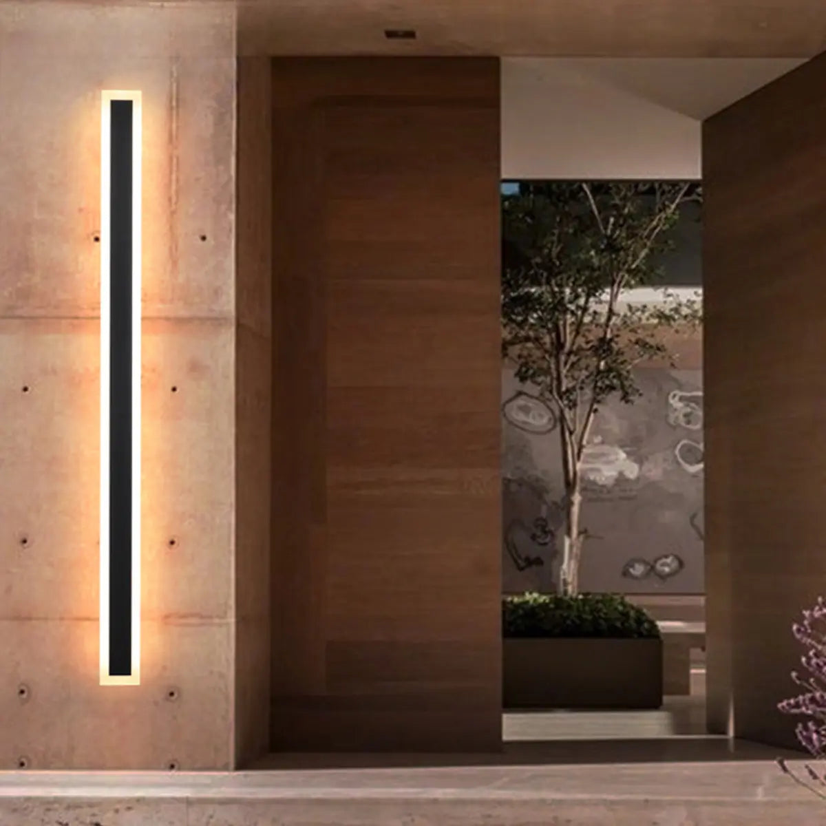 Modern Metal Long Strip Outdoor Wall Light Black Large Image - 3